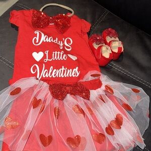 Red Valentine's Outfit with Tutu, Red Shoes & Headband